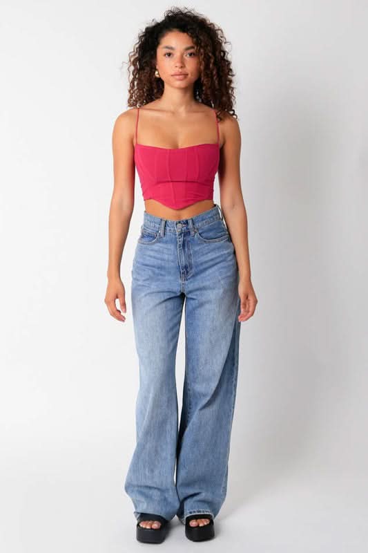 Hot Girl Fuchsia Corset Crop