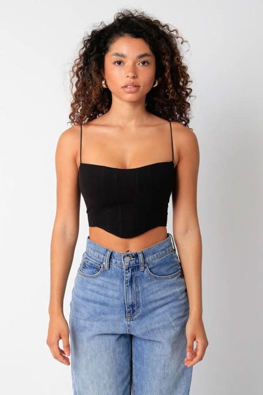 Hot Girl Black Corset Crop