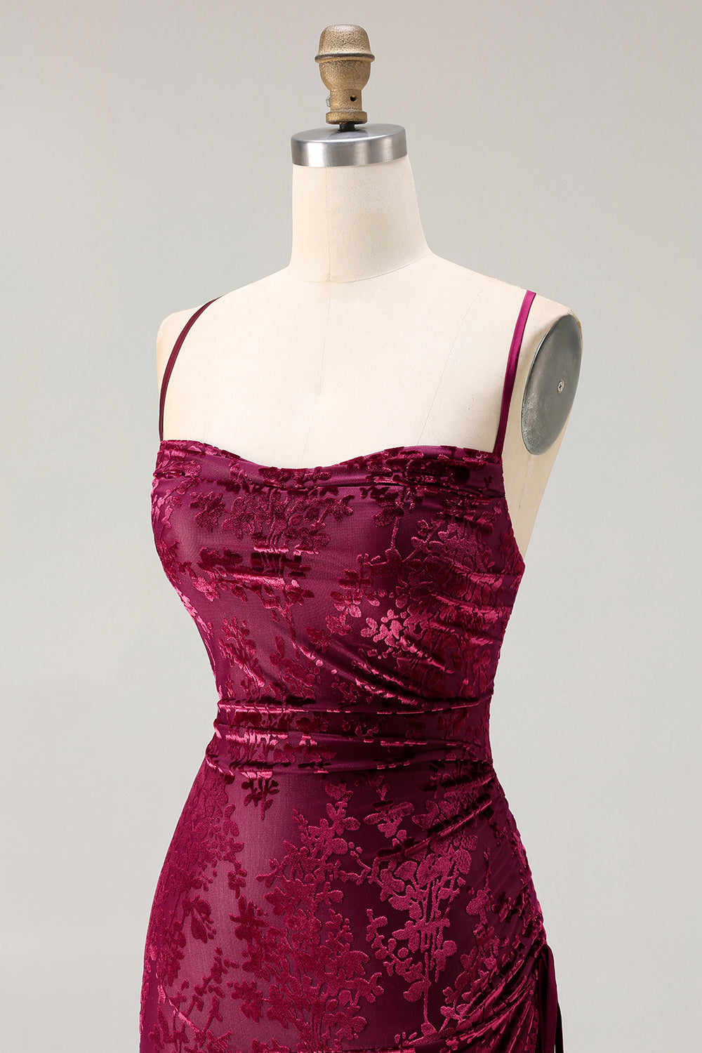 Dark Green Sheath Velvet Spaghetti Straps Long Bridesmaid Dress