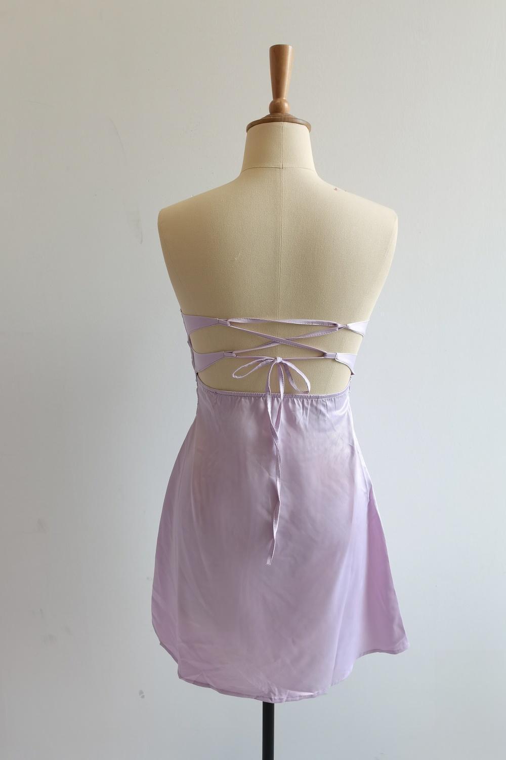 Double Twist Lavender Keyhole Short Dress