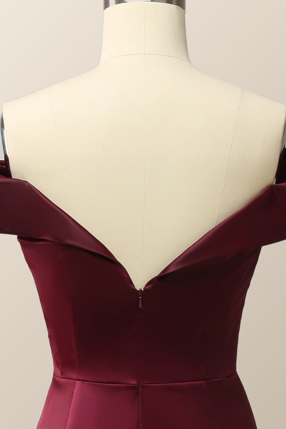 Off the Shoulder Burgundy Mermaid Evening Dress