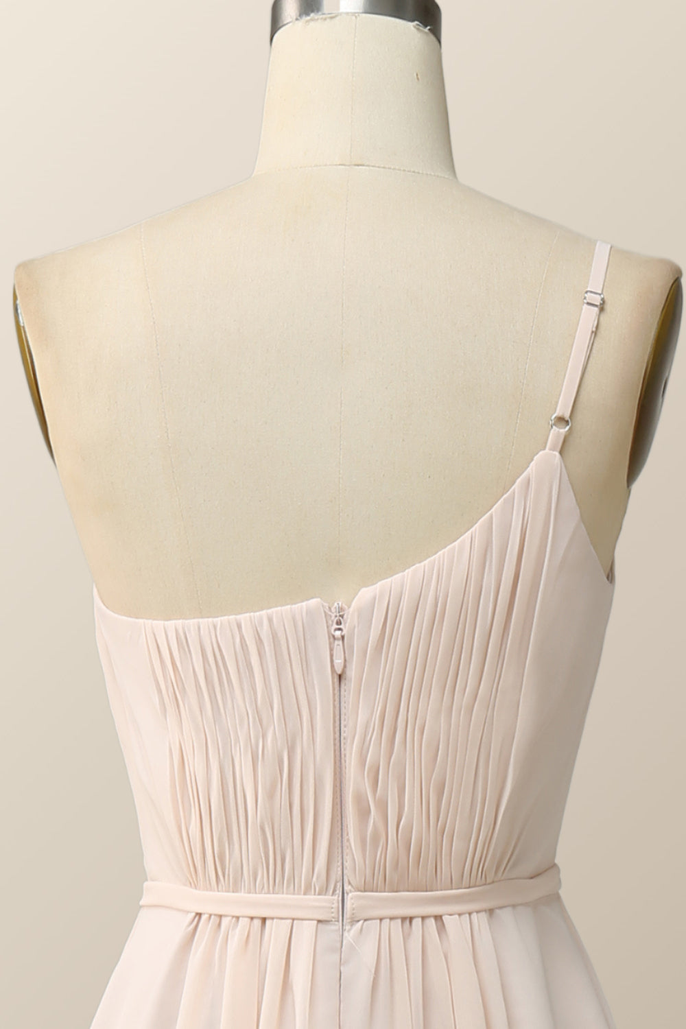 One Shoulder Terracotta Chiffon Long Bridesmaid Dress