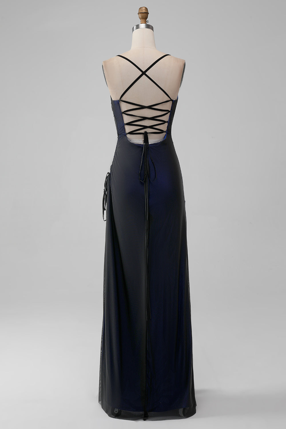 Black Red Sheath Spaghetti Straps Bridesmaid Dress With Elasticity