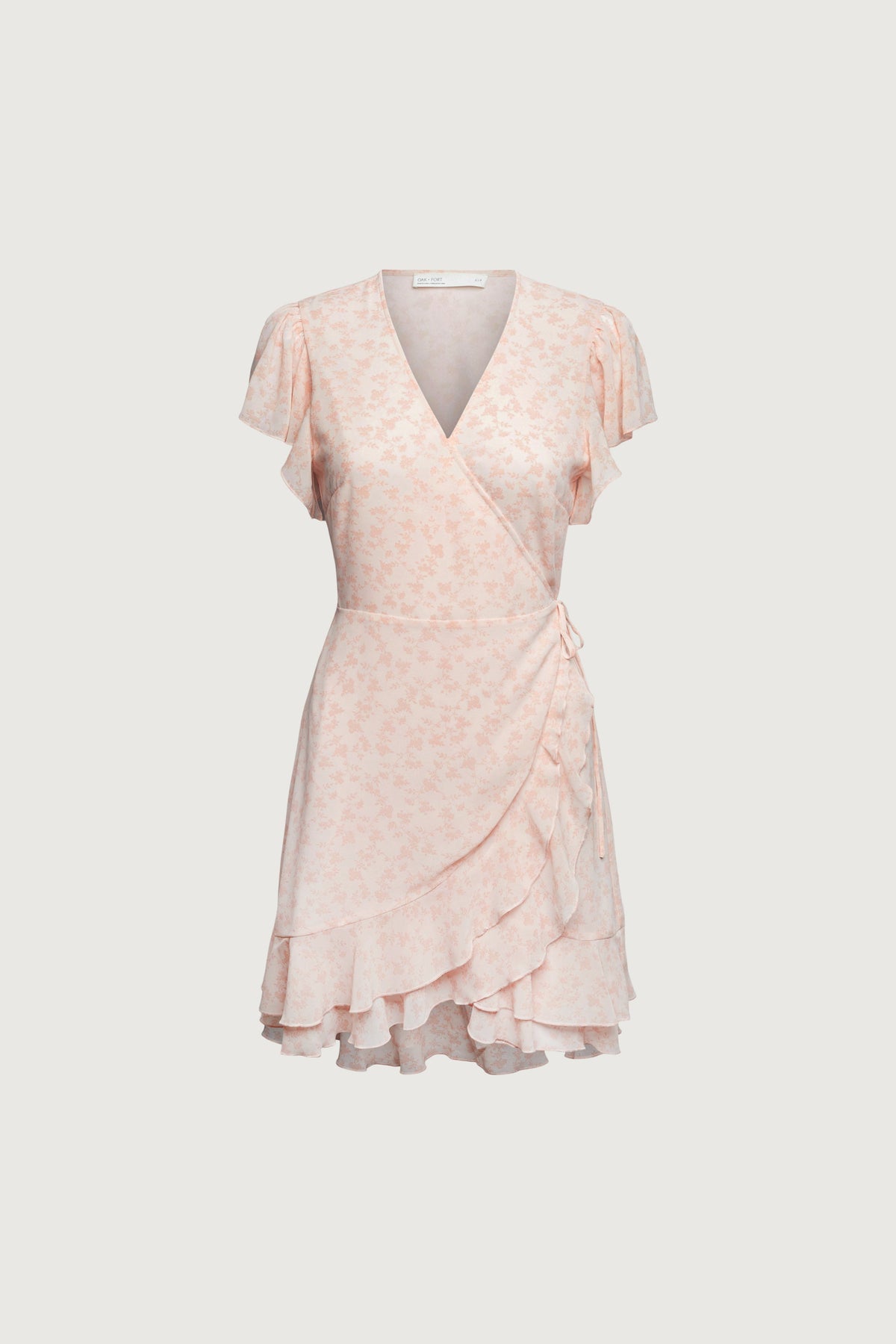FLORAL WRAP MINI DRESS WITH RUFFLED HEM