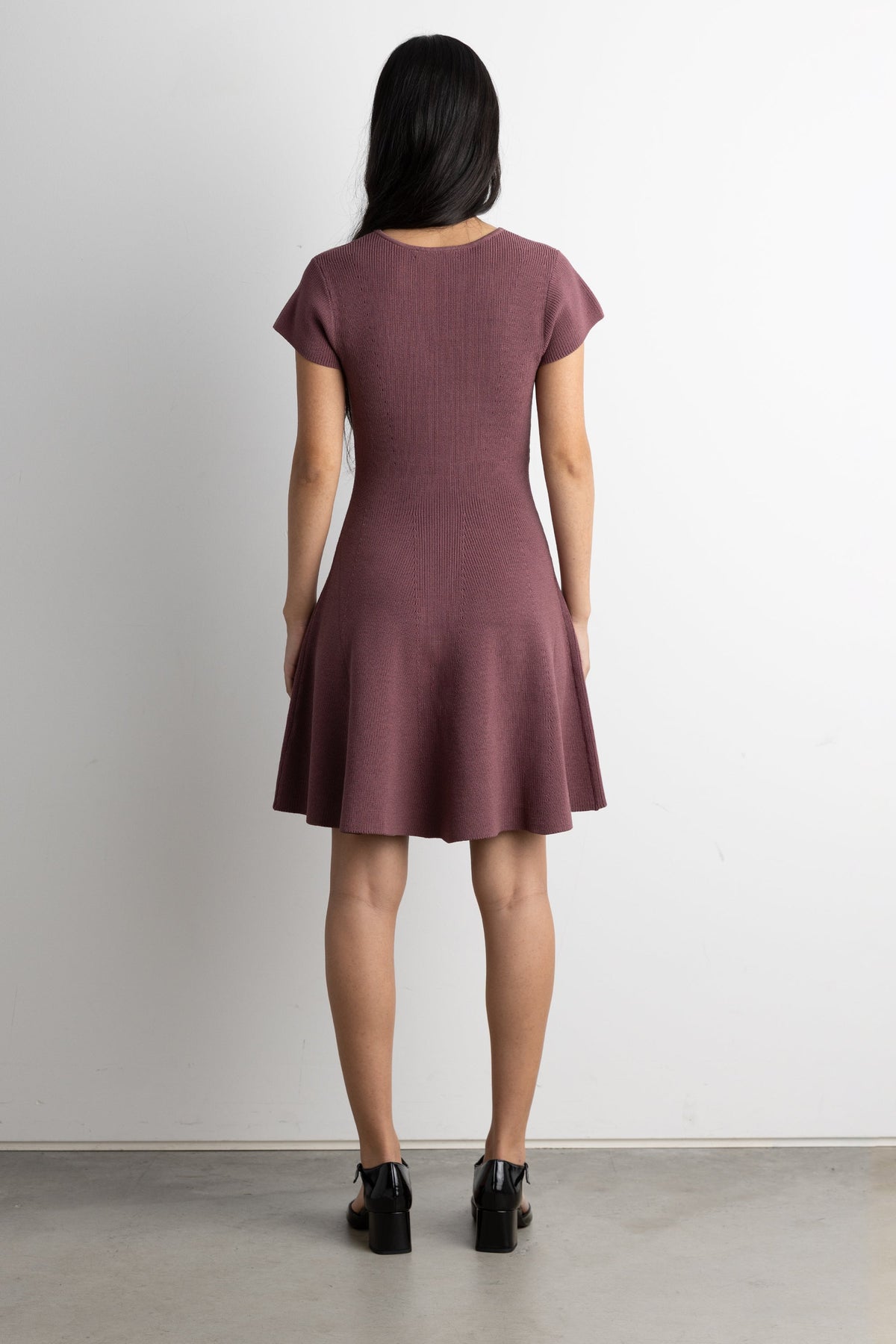RIBBED FIT AND FLARE MINI DRESS