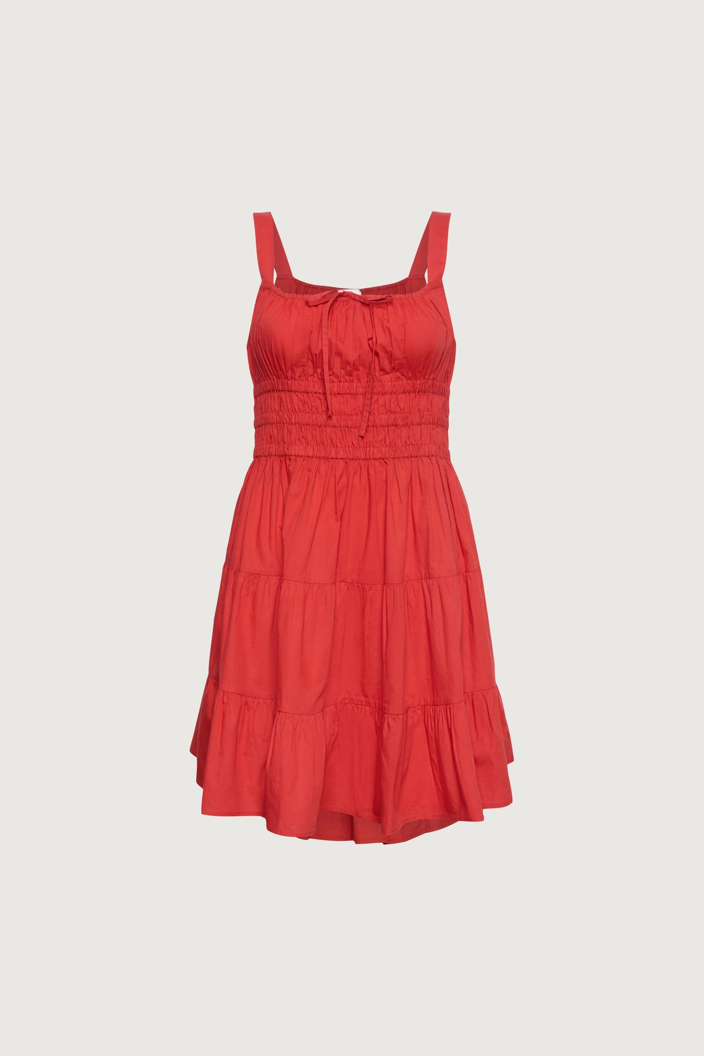 GATHERED COTTON POPLIN MINI DRESS