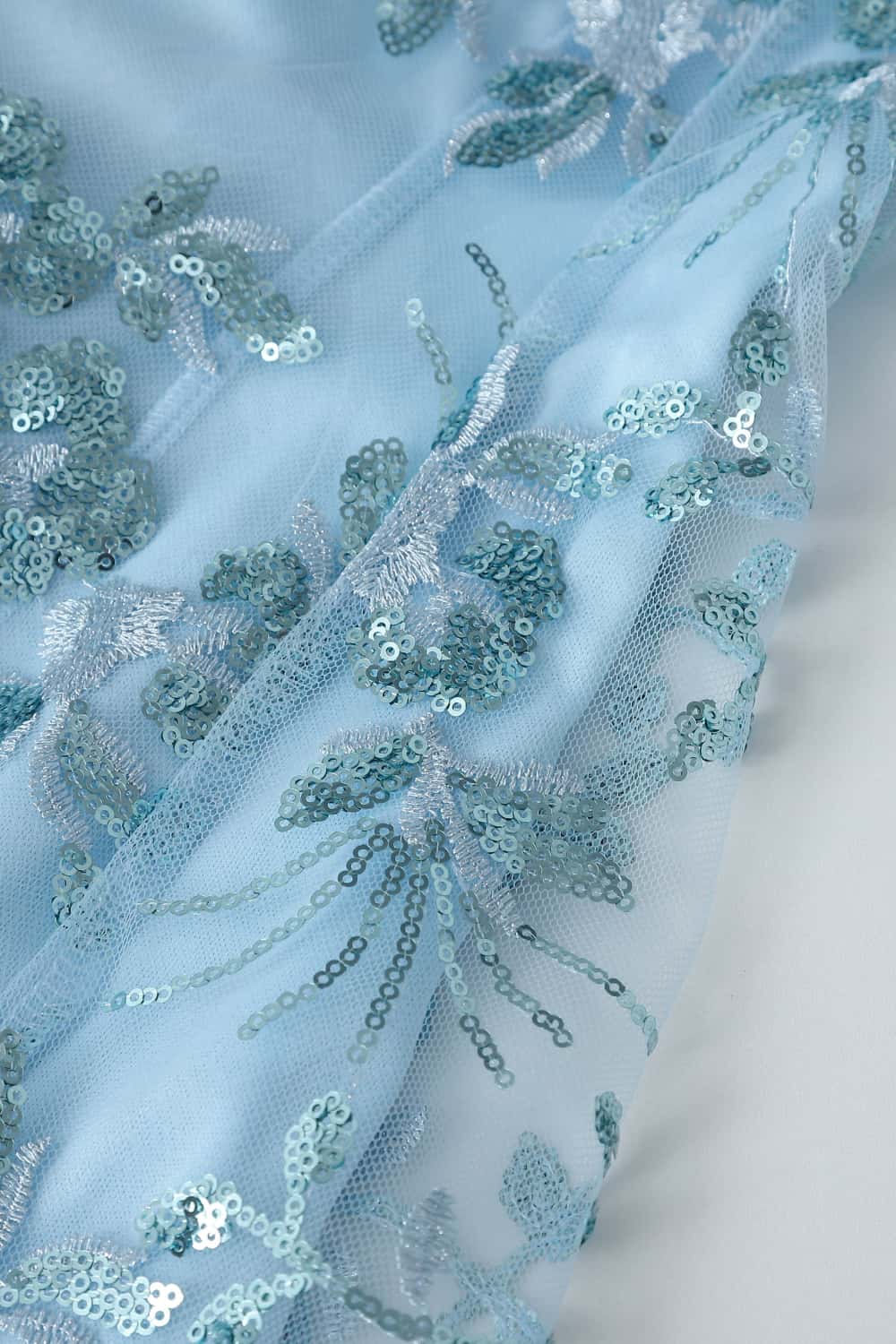 Blue Sequin Embroidery A-line Short Dress