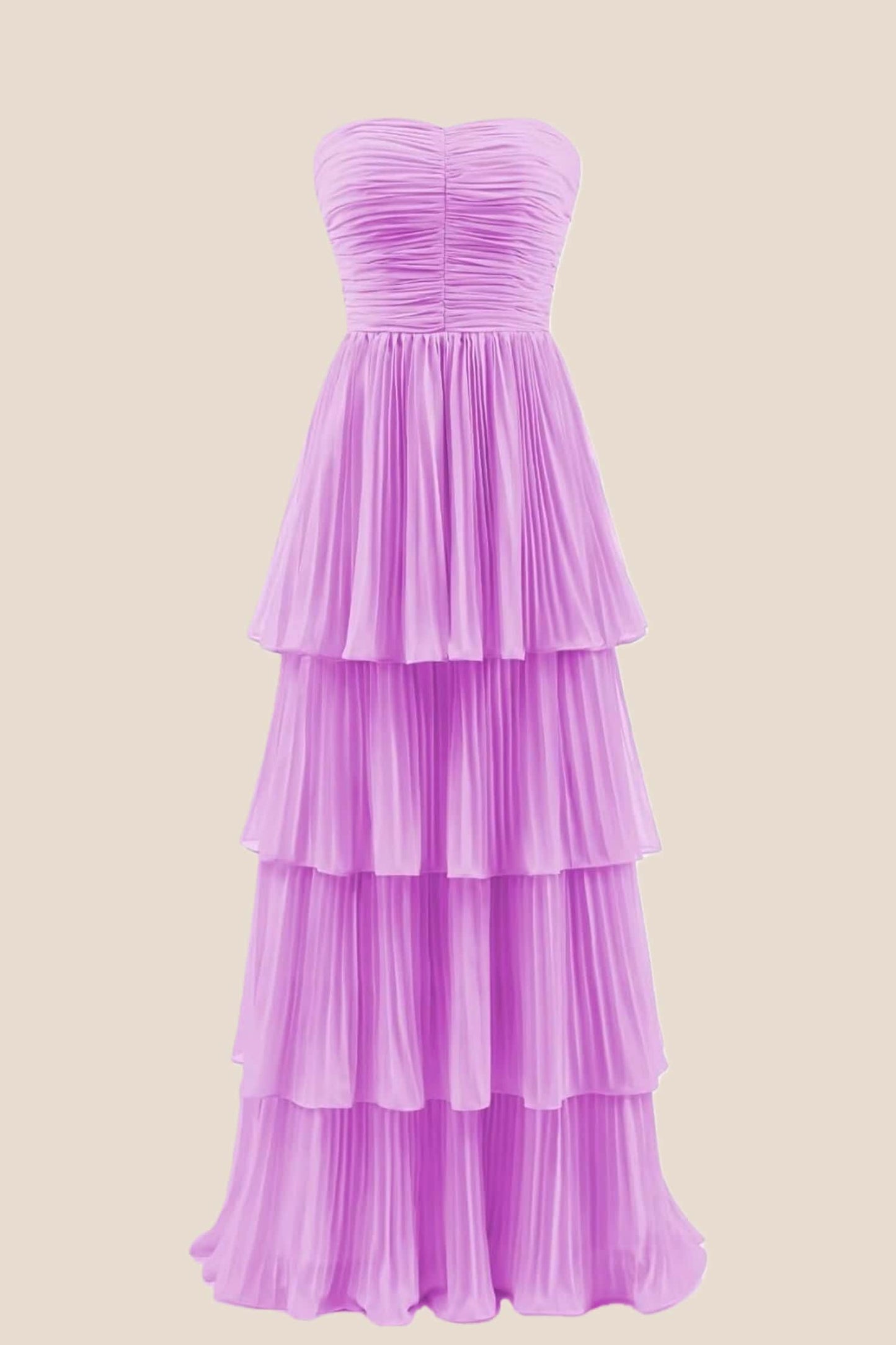 Blue Chiffon Pleated A-line Tiered Maxi Dress