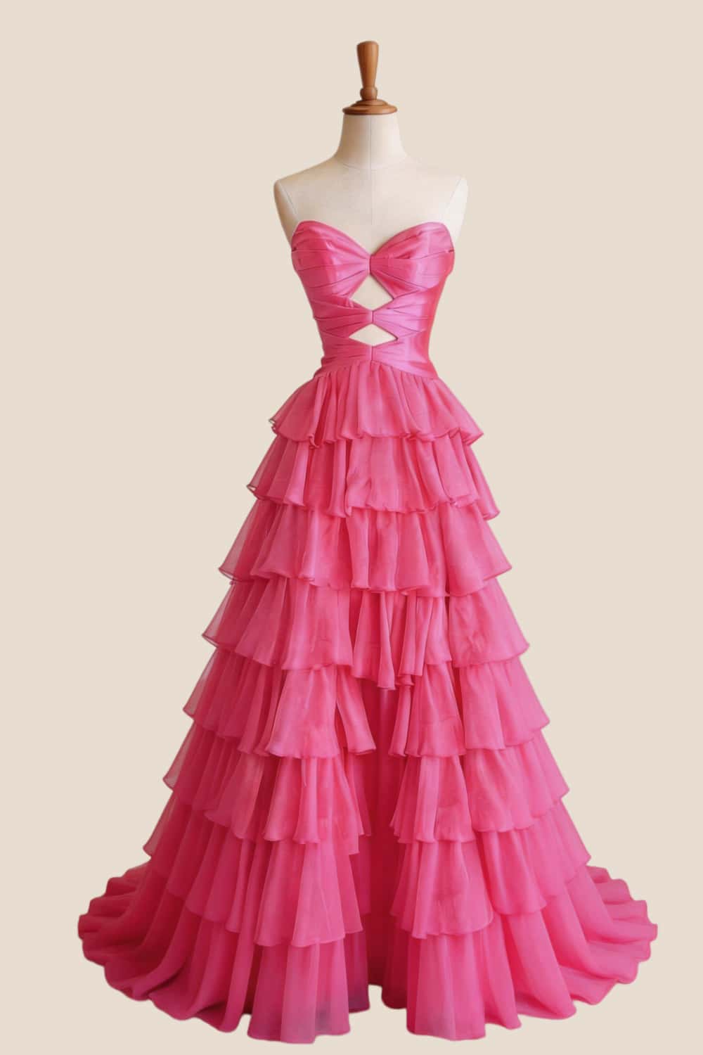Keyholes Light Blue A-line Ruffle Prom Dress