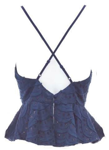 Emma Eyelash Navy Peplum Cami Top