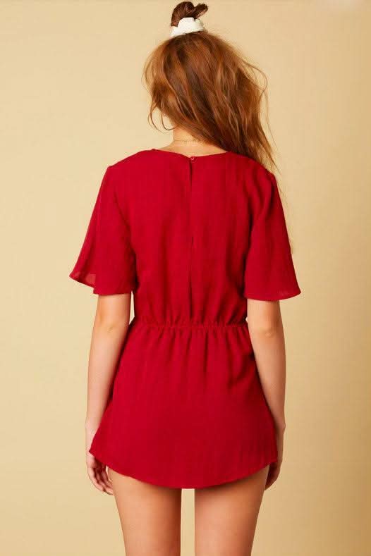 Falling For You Burgundy Romper