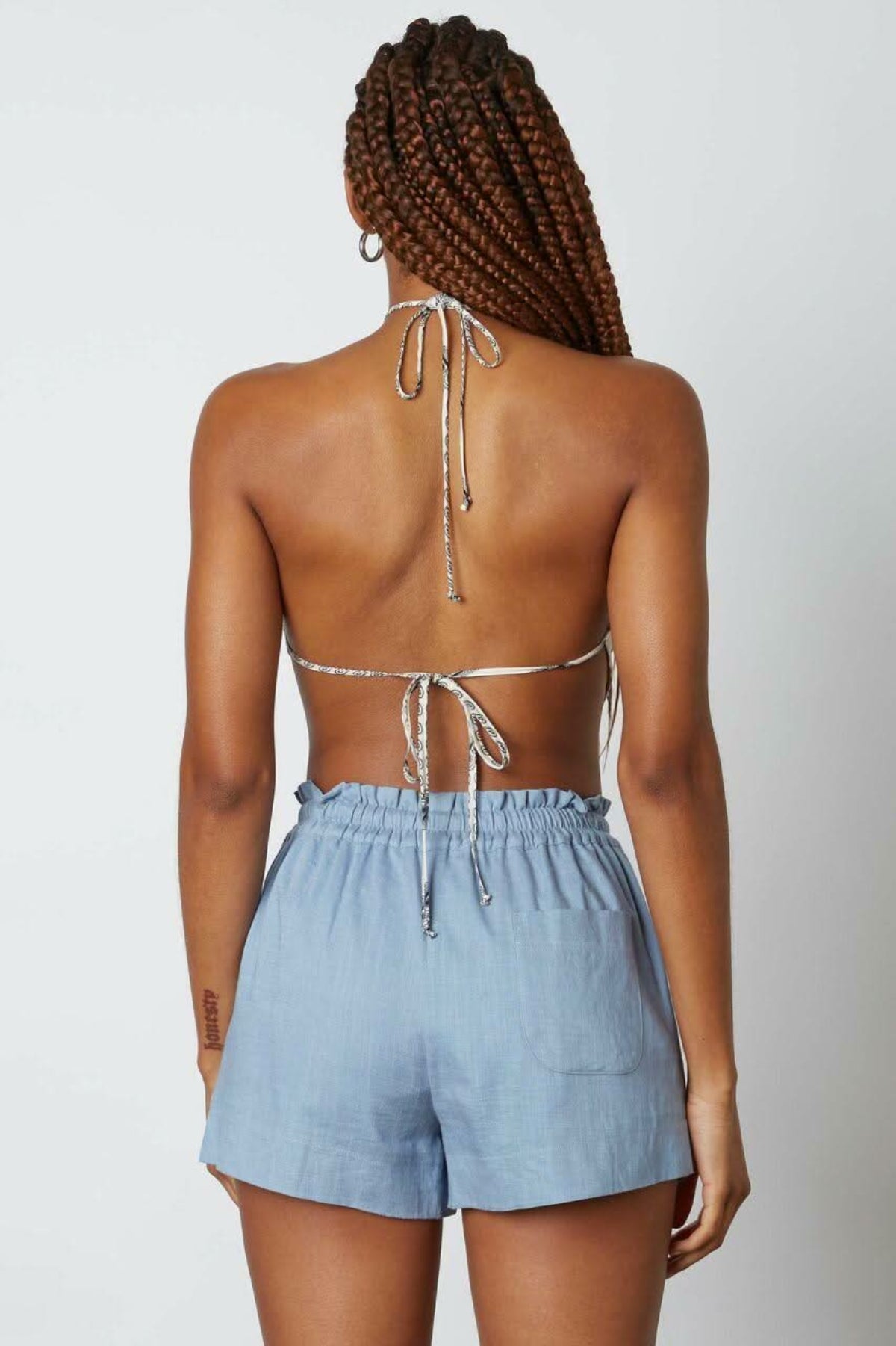 Everyday Slate Blue Smocked Waist Shorts