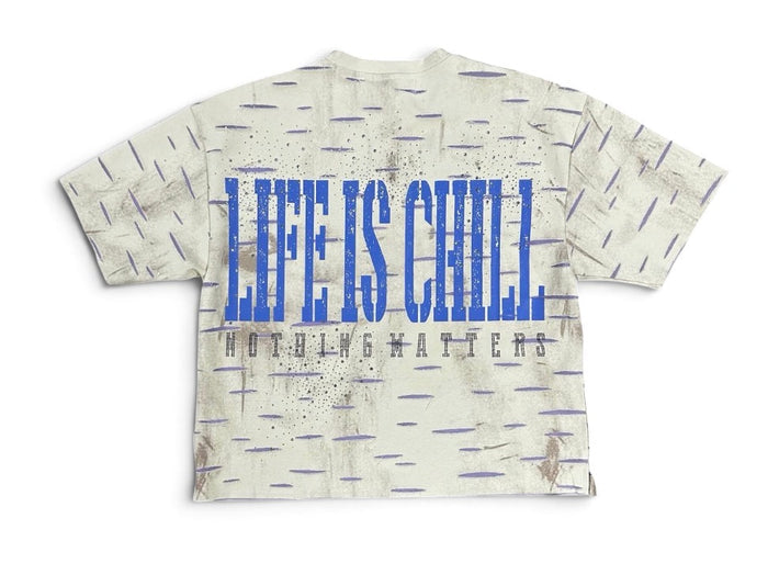 Men's BKYS ‘Chillin’ Cropped Rhinestone T-Shirt in Off-White