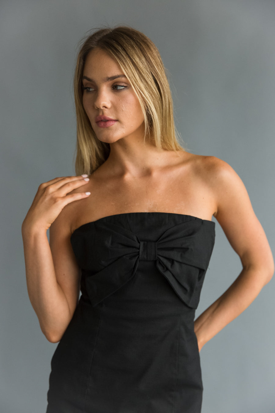 Mina Strapless Bow Bodycon Mini Dress