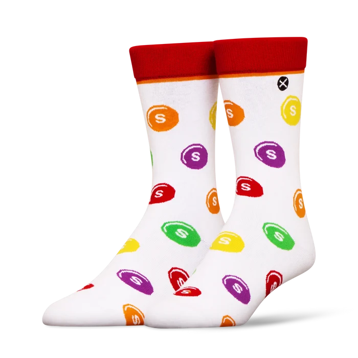 ODD SOX Skittles socks 2-pack featuring colorful, playful sock designs in vibrant rainbow hues, made by ODD SOX.