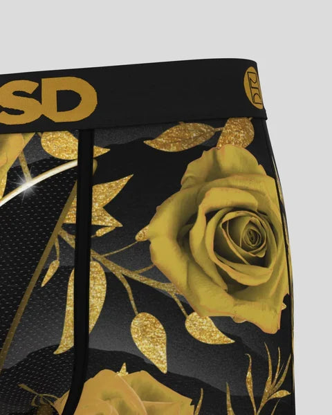 PSD Underwear PB Gold Pedals boxer briefs in multiple colors, casual men's accessories with a bold gold pedal design.