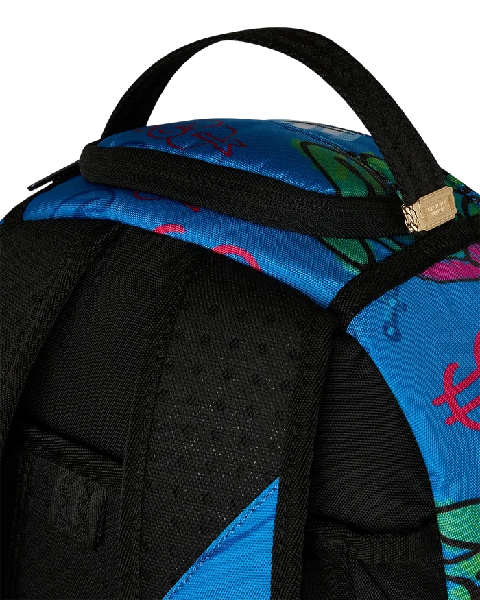 Sprayground Monopoly Grab & Go Go Go backpack with colorful cartoon design, durable straps, and multiple compartments.
