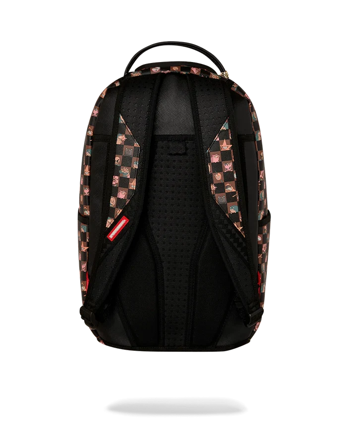 Sprayground Peeking Characters backpack featuring colorful cartoon character designs and adjustable straps.