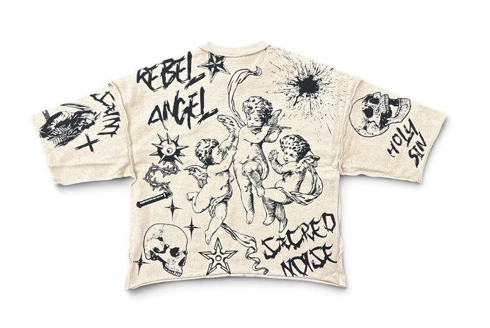 Switch 'Reborn' Cropped T-Shirt in Sand