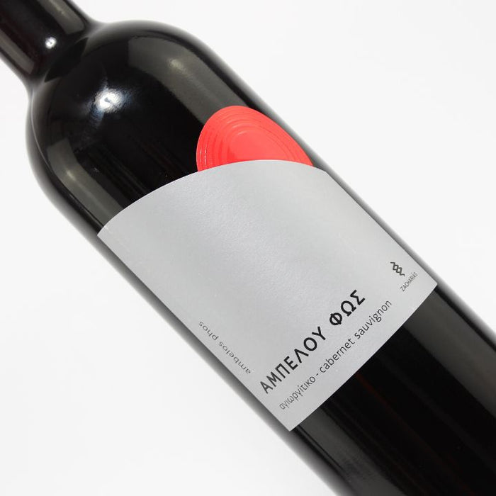 Reserve Wines. Zacharias Ambelos Phos Red 2021 Bottle Image Close Up
