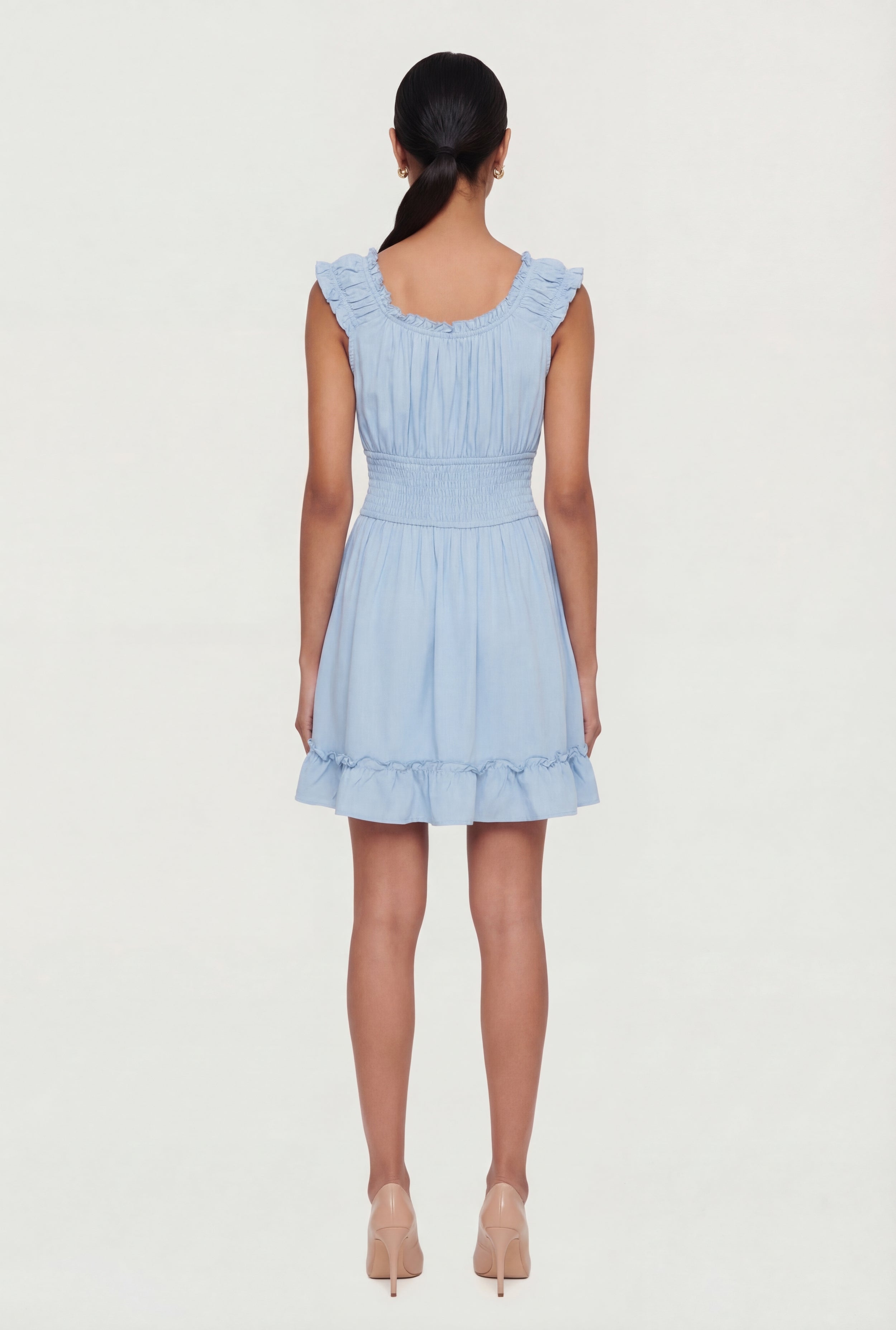 Square Neck Smocked Waist Peasant Dress
