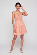 Tie Back Keyhole Ruffle Tiered Mini Dress