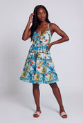 Cherry Palm Tree Print Ruffle Tiered Dress