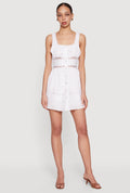 Lace Trim Button Front Mini Dress