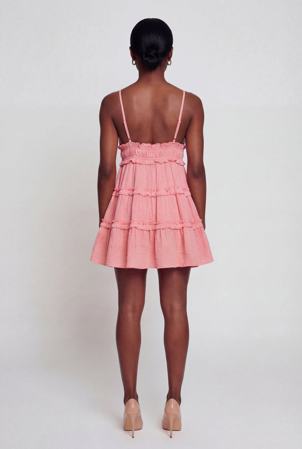 Spaghetti Strap V Neck Tiered Mini Dress