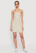Faux Drawstring Tie Front Strapless Mini Dress