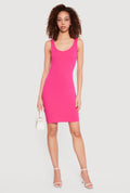 Solid Rib Knit Scoop Neck Mini Tank Dress