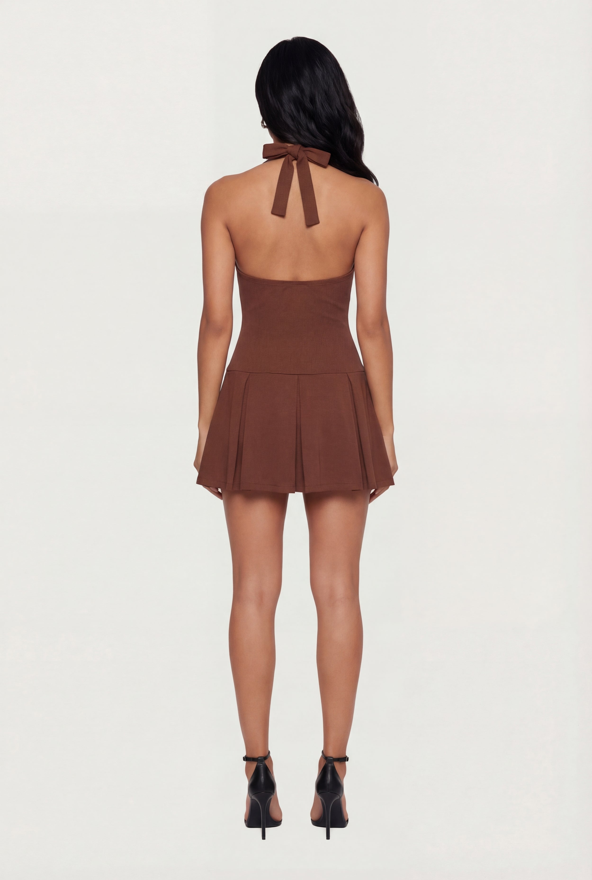 Ponte Halter Mini Skater Dress