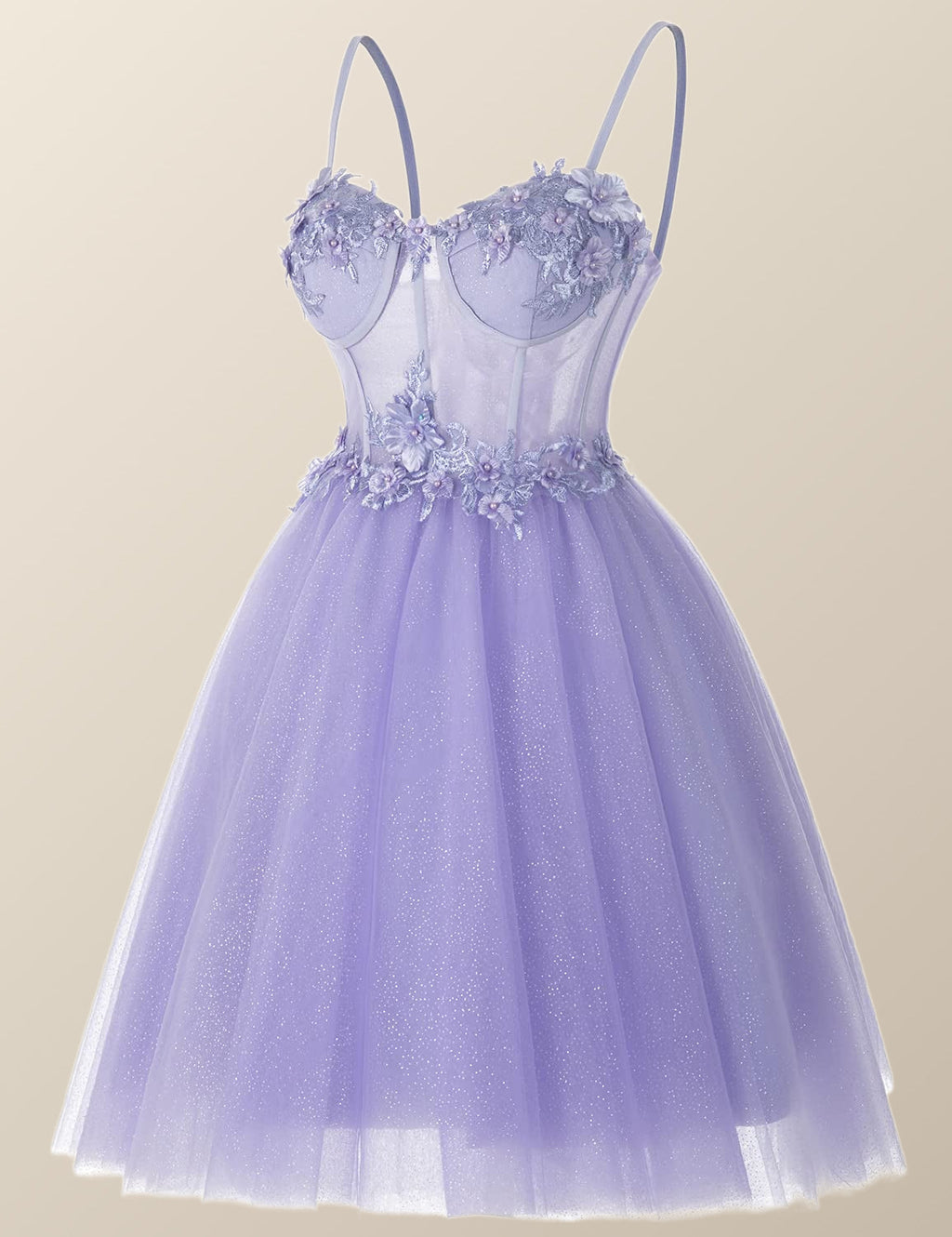 Lavender Corset A-line Short Homecoming Dress