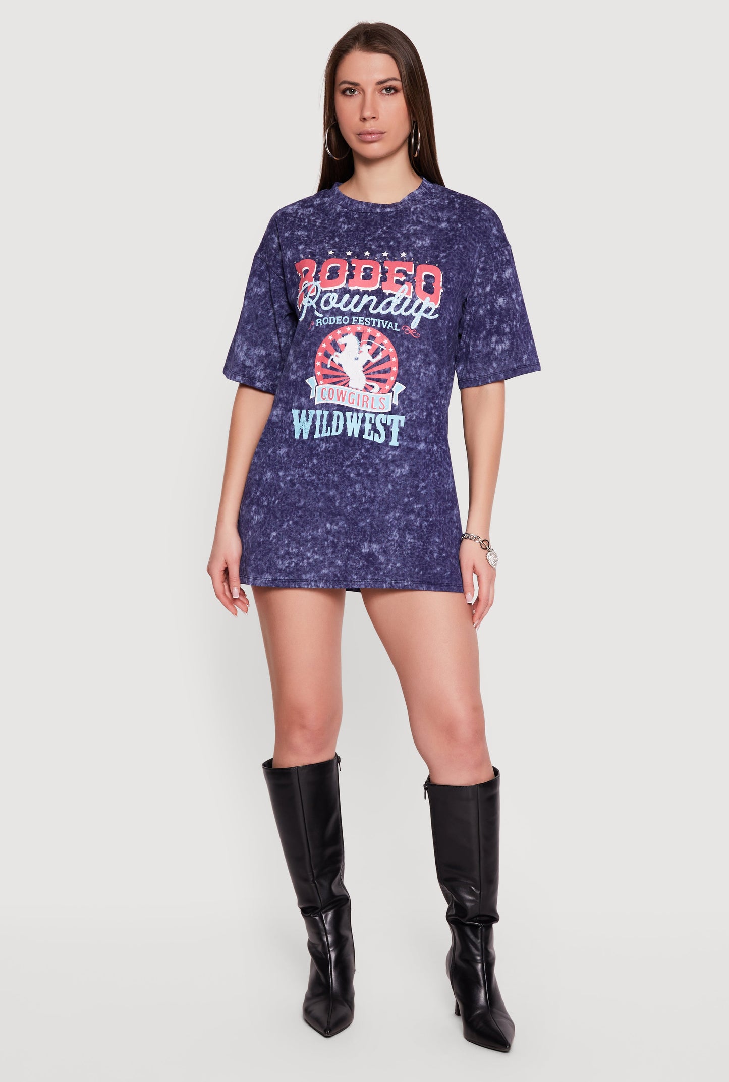 Acid Wash Graphic T-Shirt Dress