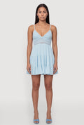 Crochet Detail Tiered Ruffle Trim Dress