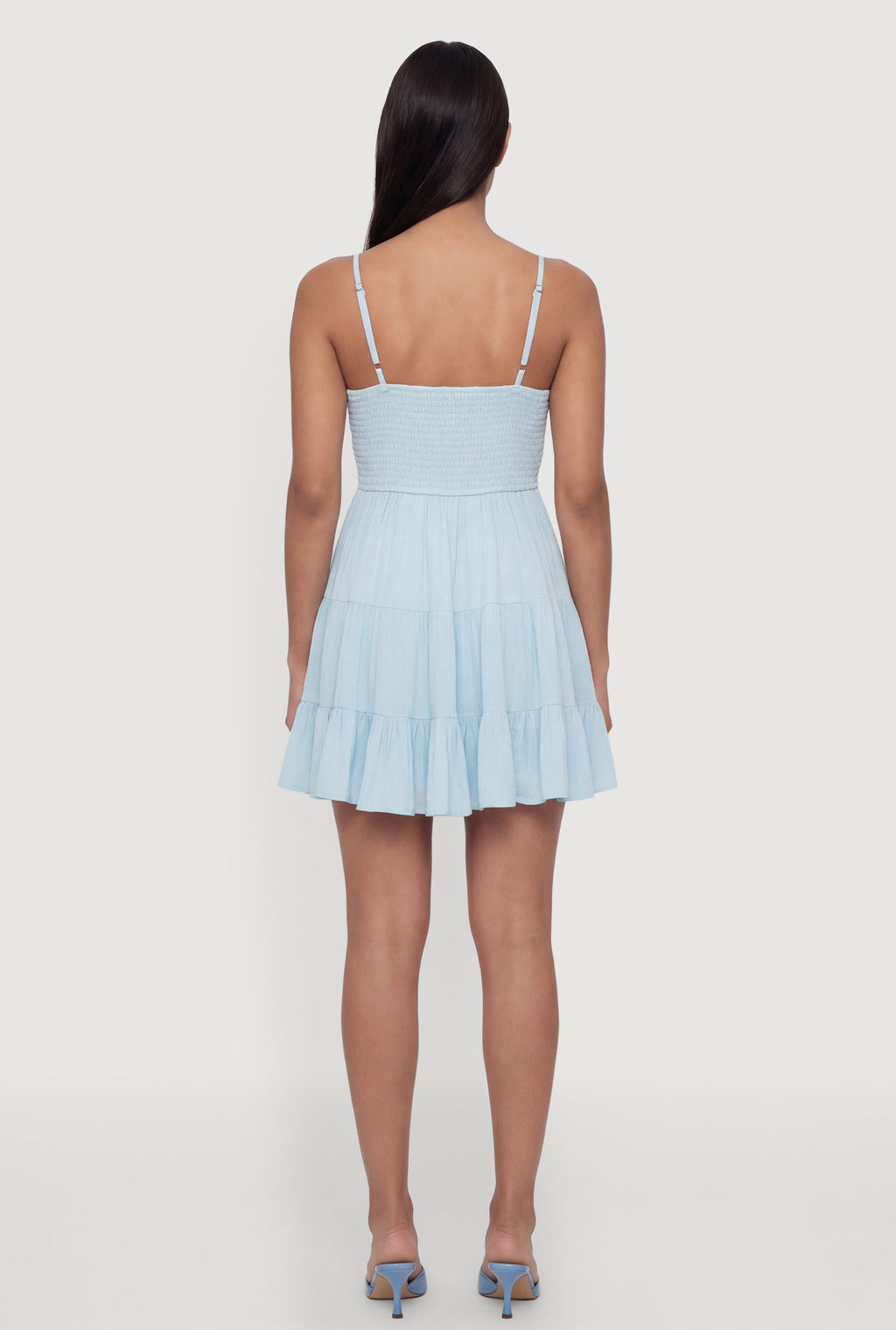 Crochet Detail Tiered Ruffle Trim Dress