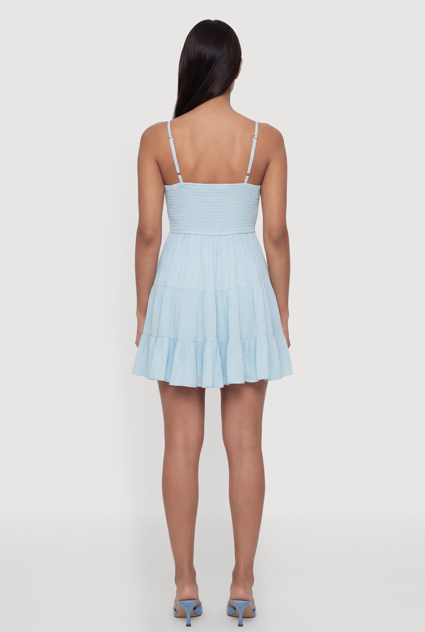 Crochet Detail Tiered Ruffle Trim Dress