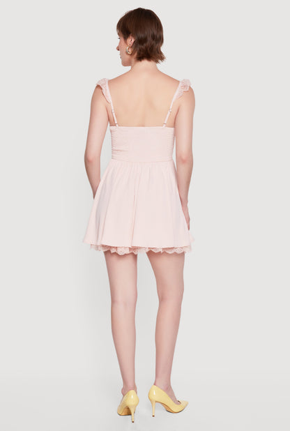Lace Detail Milkmaid Mini Dress