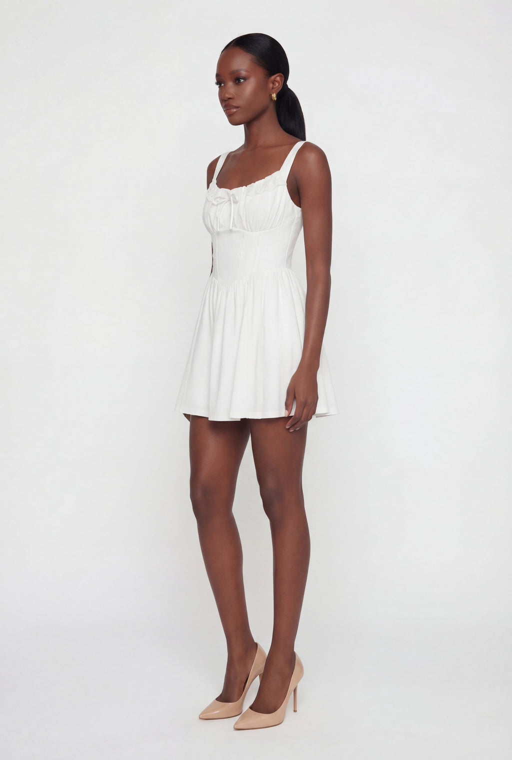 Drawstring Front Bustier Skater Dress