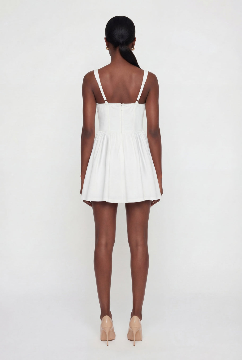 Drawstring Front Bustier Skater Dress