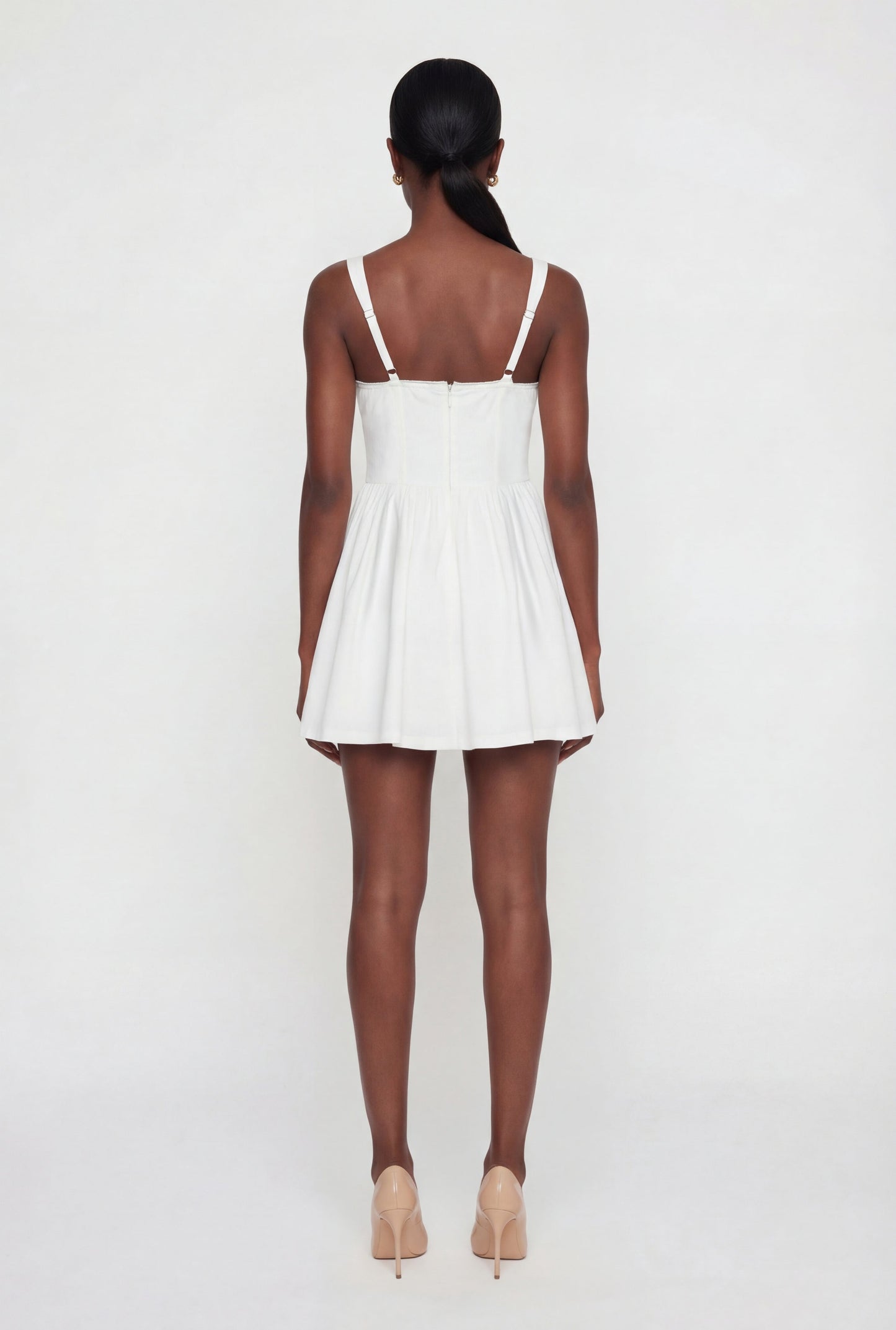 Drawstring Front Bustier Skater Dress