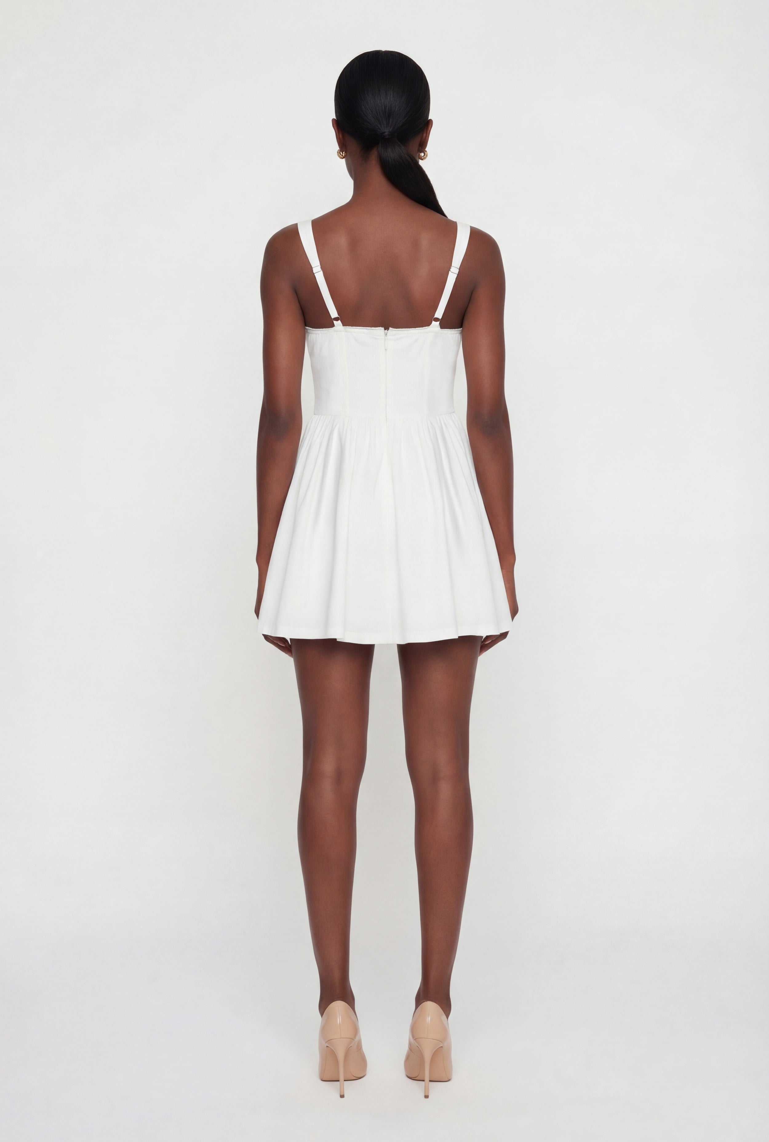 Drawstring Front Bustier Skater Dress
