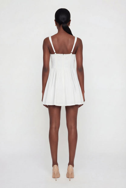 Drawstring Front Bustier Skater Dress