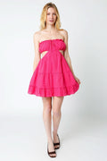 Lasting Impression Fuchsia Eyelet Strapless Mini Dress