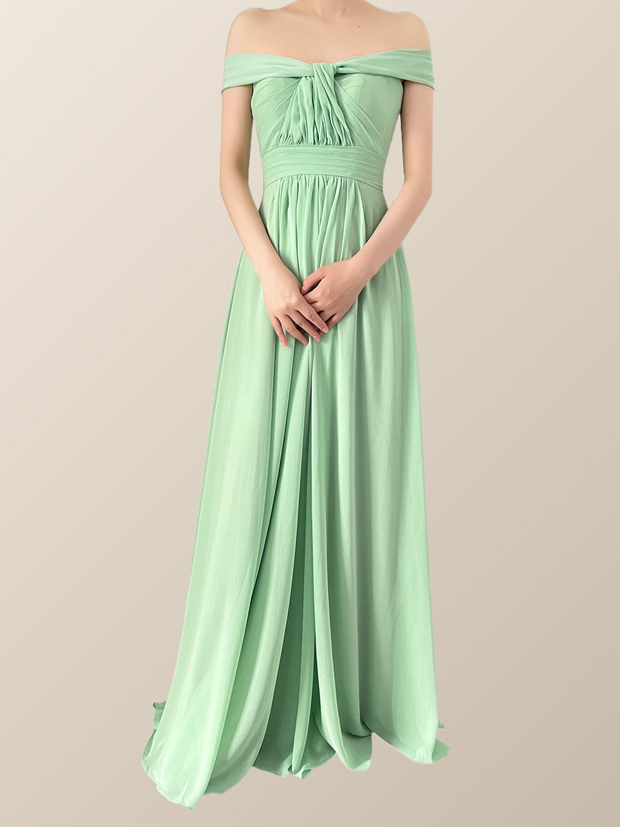 Mint Green Chiffon Convertible Bridesmaid Dress