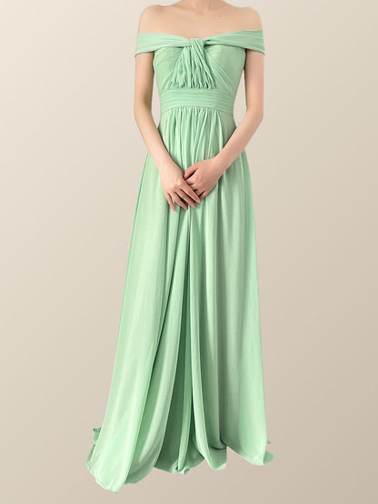 Mint Green Chiffon Convertible Bridesmaid Dress