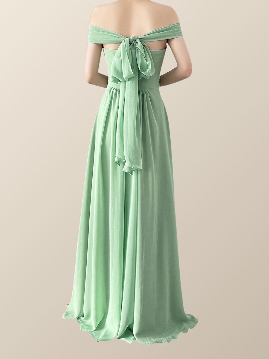 Mint Green Chiffon Convertible Bridesmaid Dress