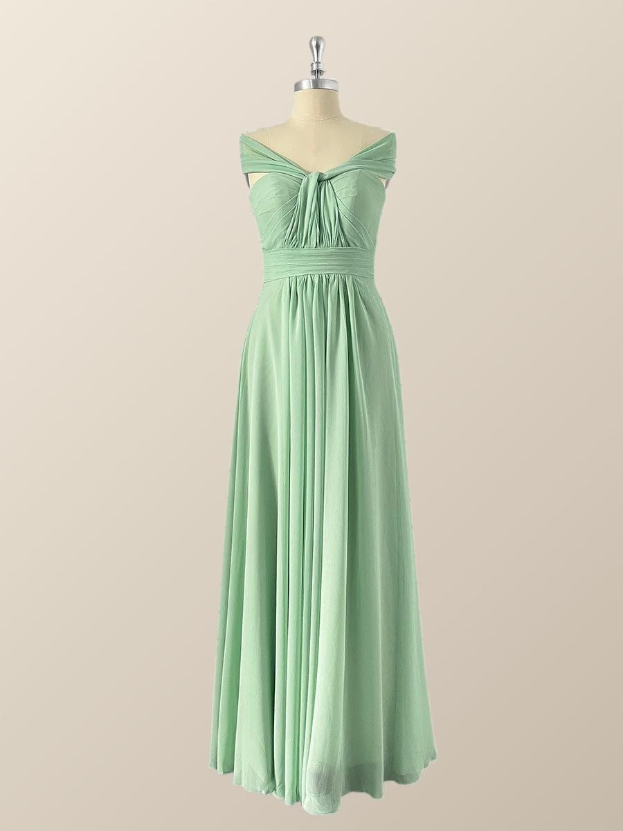 Mint Green Chiffon Convertible Bridesmaid Dress
