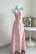 Dreamy Pink Straps Long Dress