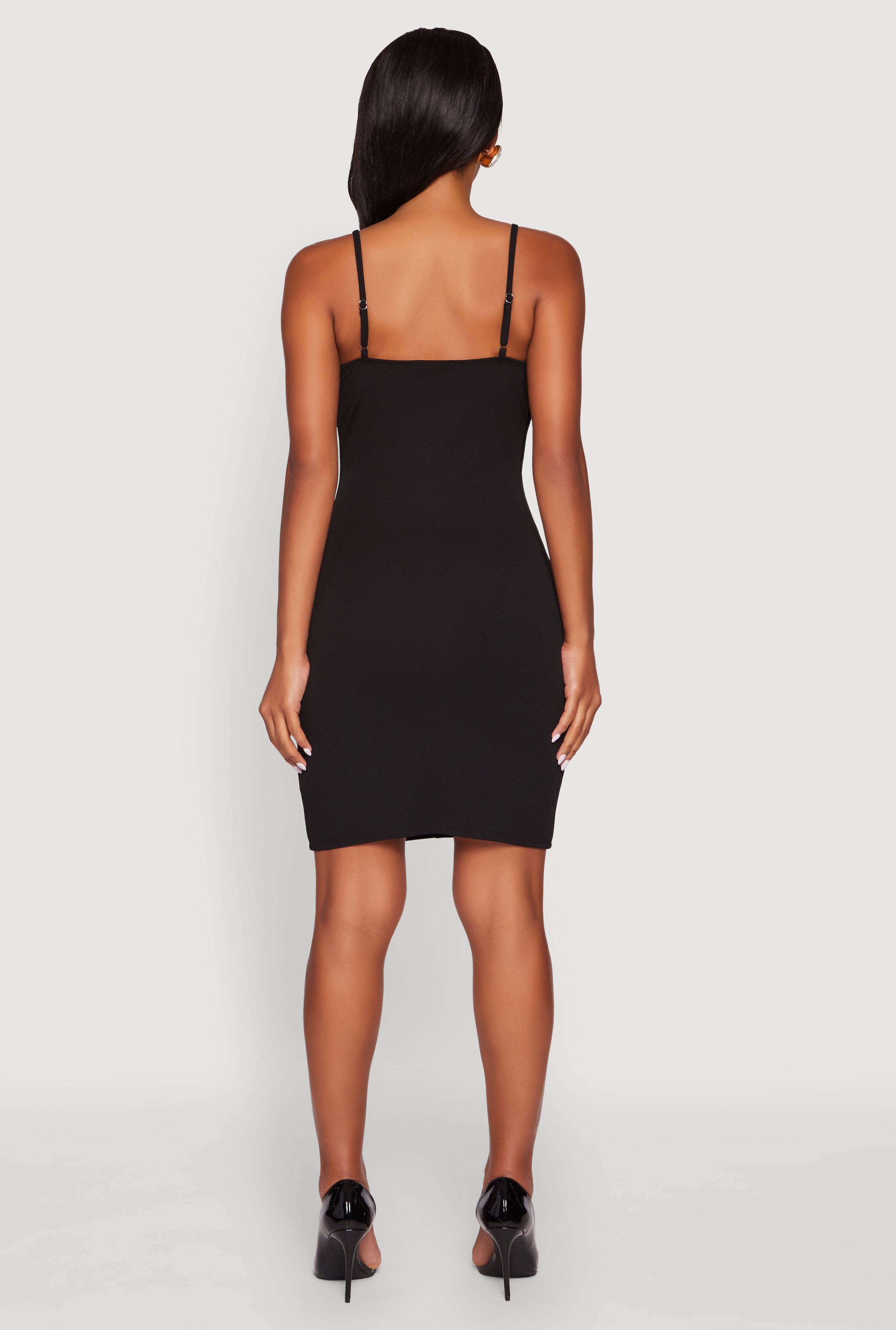 Sleeveless Crepe Knit Mini Dress with Rhinestone Bows